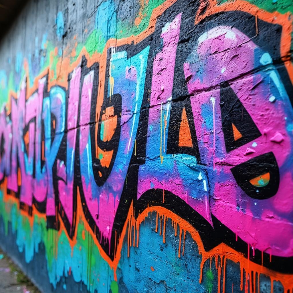 Wildstyle graffiti lettering close up